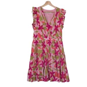 Taylor Pink and Green Floral Dress, L